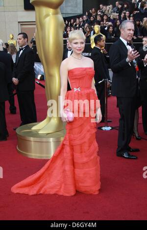 Actress Michelle Williams arrives at the 84th Annual Academy Awards aka Oscars at Kodak Theatre in Los Angeles, USA, on 26 February 2012. Photo: Hubert Boesl Stock Photo