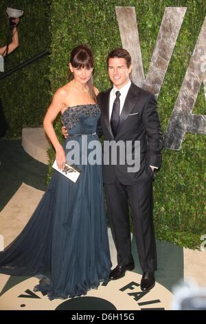 US actors Tom Cruise and Katie Holmes attend the 2012 Vanity Fair Oscar Party at Sunset Tower in Los Angeles, USA, 26 Februar 2012. Photo: Hubert Boesl Stock Photo