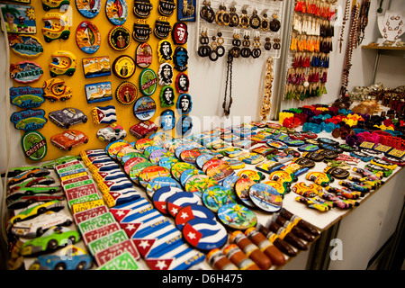 Souvenirs at market and shops, Cuban city of Havana, La Habana, Cuba, South America, Latin America Stock Photo