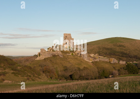 Corfe Castle, Dorset, UK. November. View from the west. Stock Photo