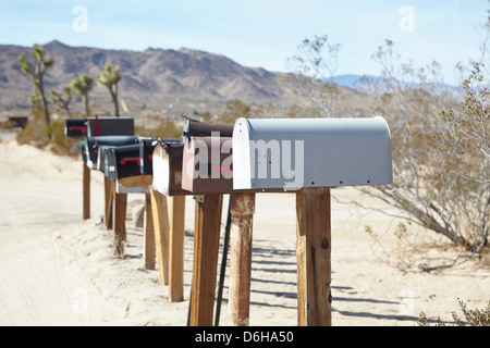 Mailboxes in dry rural landscape Stock Photo