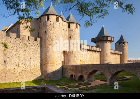 Inner fortress in the walled, medieval town of Carcassonne, Languedoc-Roussillon, France Stock Photo