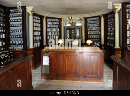 Finland. Turku. Pharmacy Museum and the Qwensel house. Built in the 1700s. Collection of pharmacy utensils on display. Stock Photo