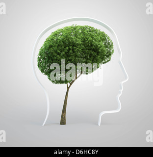 Brain-shaped tree, artwork Stock Photo
