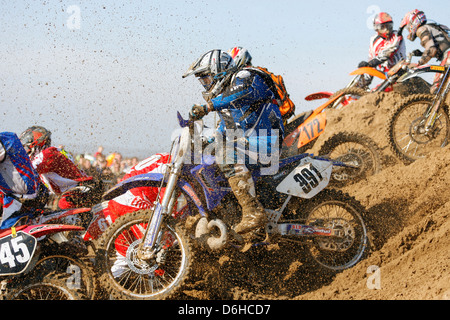 Riders are pictured taking part in the 2008 Weston motorcycle endurance Beach race in Weston-super-Mare, Somerset, England, United Kingdom Stock Photo