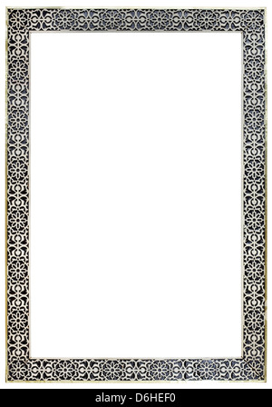 Empty Vitage Moroccan Pewter Mirror Frame Isolated with Clipping Paths Stock Photo