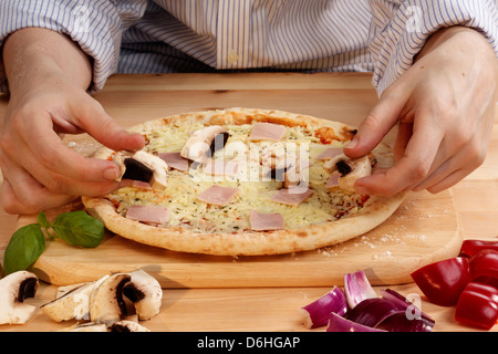 Pizza making Stock Photo