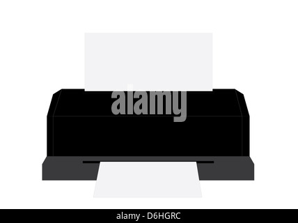 printer in black and white with paper Stock Photo