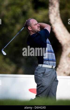 Valencia, Spain. 18th April, 2013. Craig Lee tees off the hole 4 during day one, first round of the Open de Espana at Parador de El Saler on April 18, 2013 in Valencia, Spain Stock Photo