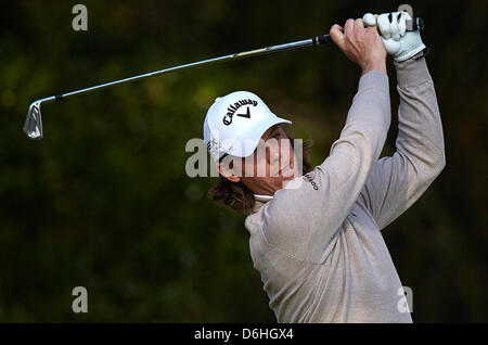 Valencia, Spain. 18th April, 2013. Kristoffer Broberg tees off the hole  4 during day one, first round of the Open de Espana at Parador de El Saler on April 18, 2013 in Valencia, Spain Stock Photo