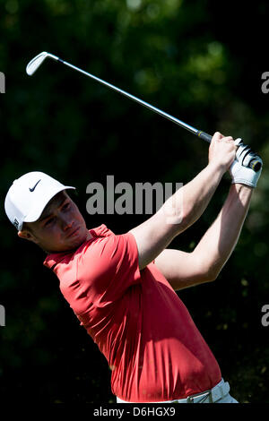 Valencia, Spain. 18th April, 2013. Gary Boyd tees off hole 4 during day one, first round of the Open de Espana at Parador de El Saler on April 18, 2013 in Valencia, Spain Stock Photo