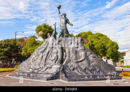 The sculpture which celebrates New Zealand holding and winning the 2011 Rugby World Cup, by Weta Workshop. Stock Photo