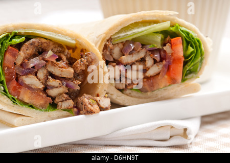 kafta shawarma chicken pita wrap roll sandwich traditional arab mid east food Stock Photo