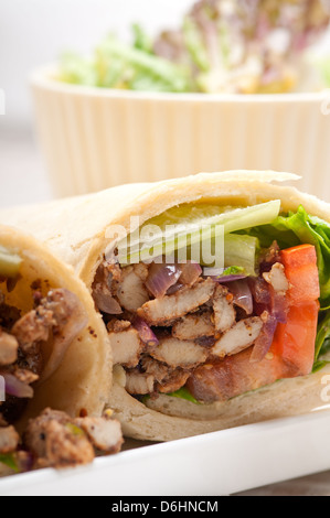kafta shawarma chicken pita wrap roll sandwich traditional arab mid east food Stock Photo