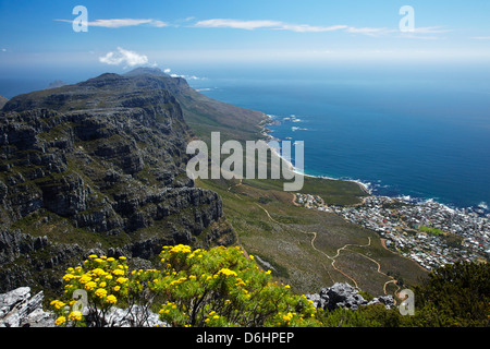 The Twelve Apostles and Atlantic Seaboard, viewed from Table Mountain, Cape Town, South Africa Stock Photo