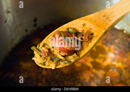 Spoonful of Jambalaya Oover Stock Pot Stock Photo