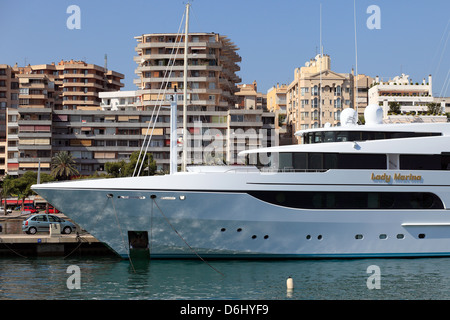 Palma, Spain, the luxury yacht Lady Marina in the port of Palma de Mallorca Stock Photo