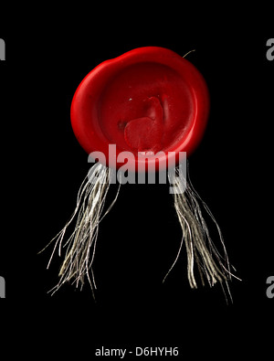 Red wax seal isolated on black Stock Photo