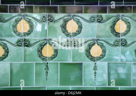 Old Tiles on the outside of the Mercantile Hotel in Sydney Stock Photo