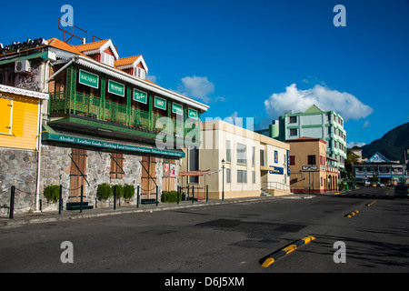 Downtown Roseau capital of Dominica, West Indies, Caribbean, Central America Stock Photo