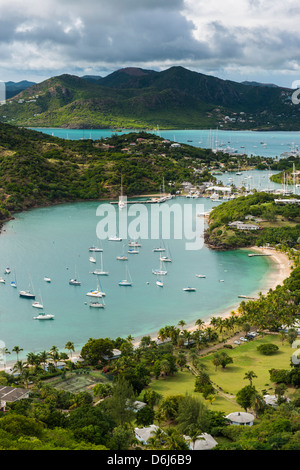 View over English Harbour, Antigua, Antigua and Barbuda, West Indies, Carribean, Central America Stock Photo