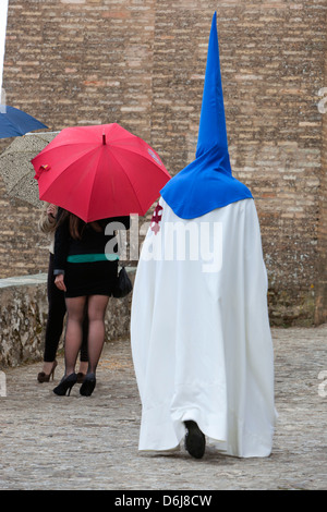 Penitent during Semana Santa (Holy Week), Aracena, Huelva, Andalucia, Spain, Europe Stock Photo