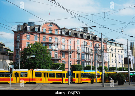 City center trams, Basel, Switzerland, Europe Stock Photo