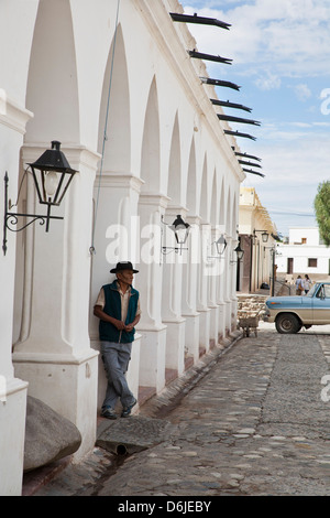 The main square (Plaza 9 de Julio) in Cachi, Salta Province, Argentina, South America Stock Photo