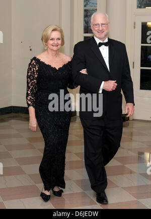 United States Senator Claire McCaskill (Democrat of Missouri) and Joseph Shepard arrive for the Official Dinner in honor of Prime Minister David Cameron of Great Britain and his wife, Samantha, at the White House in Washington, D.C. on Tuesday, March 14, 2012..Credit: Ron Sachs / CNP.(RESTRICTION: NO New York or New Jersey Newspapers or newspapers within a 75 mile radius of New Yor Stock Photo