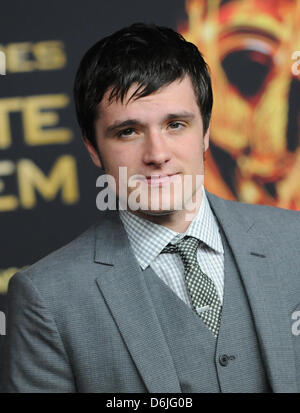 US actor Josh Hutcherson arrives for the premiere of the movie 'Die Tribute von Panem - Toedliche Spiele' (original title 'The Hunger Games') in Berlin, Germany, 16 March 2012. The first part of the young-adult adventure science fiction trilogy will be aired to German cinemas on 22 March 2012. Photo: Britta Pedersen Stock Photo