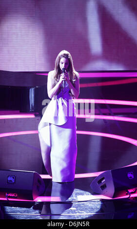 US singer Lana Del Rey performs on stage during the 2012 Echo Music Awards ceremony in Berlin, Germany, 22 March 2012. The Echo Music Award is presented in 27 categories. Photo: Michael Kappeler dpa/lbn Stock Photo