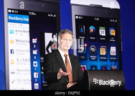 BlackBerry Z10 launching activity in Taipei, Taiwan, China on Monday April 15, 2013. Stock Photo