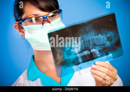 female doctor with jaw xray Stock Photo