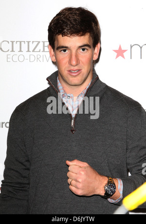 Eli Manning Star quarterback launches the new 'Limited Edition Citizen Eco-Drive Perpetual Chrono A-T Watch'. Only 1,000 of Stock Photo