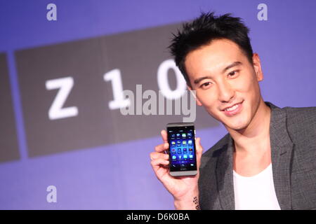 BlackBerry Z10 launching activity in Taipei, Taiwan, China on Monday April 15, 2013. Stock Photo