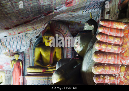 Buddha statues in Cave 2, Cave Temples, UNESCO World Heritage Site, Dambulla, North Central Province, Sri Lanka, Asia Stock Photo