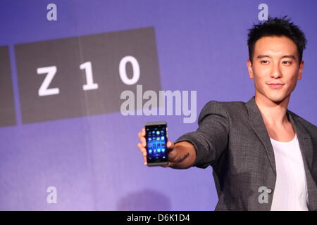 BlackBerry Z10 launching activity in Taipei, Taiwan, China on Monday April 15, 2013. Stock Photo