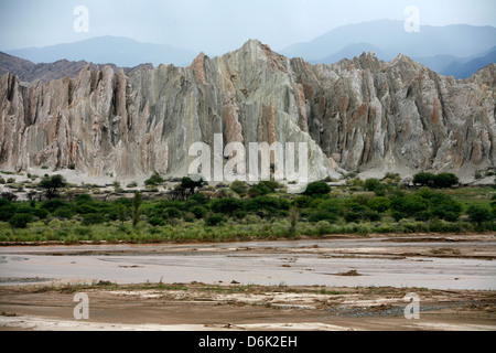 Landscape in Valles Calchaquies on the road between Cafayate and Cachi, Salta Province, Argentina, South America Stock Photo