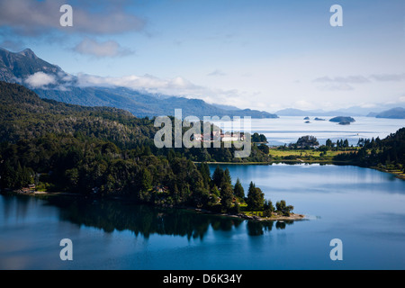 View over Nahuel Huapi lake and Llao Llao hotel near Bariloche, Lake District, Patagonia, Argentina, South America Stock Photo