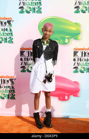 Actress Willow Smith arrives at Nickelodeon's 25th Annual Kids' Choice Awards at Galen Center in Los Angeles, USA, on 31 March, 2012. Photo: Hubert Boesl Stock Photo