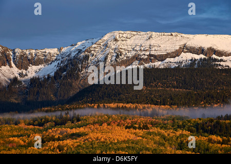 Snow-covered mountain in the Sneffels Range in the fall, Uncompahgre National Forest, Colorado, USA Stock Photo