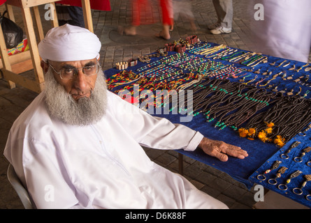 Merchant in Muscat's Souk, Muscat, Oman, Middle East Stock Photo