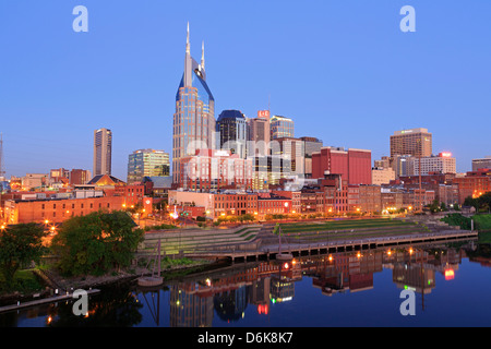 Cumberland River and Nashville skyline, Tennessee, United States of America, North America Stock Photo