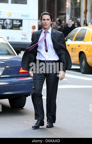 Christian Bale on the latest Batman film set 'The Dark Knight Rises' New York City, USA - 28.10.11 Stock Photo
