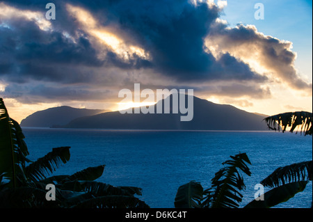 Sunset over Ofu Island, Manua Island group, American Samoa, South Pacific, Pacific Stock Photo