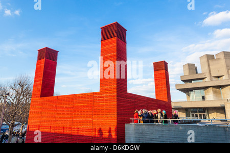 The orange wooden structure of the Shed, the National Theatre, London, England, UK Stock Photo