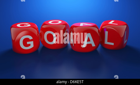 3d render of red dices with GOAL text Stock Photo