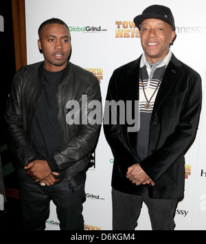 Nas aka Nasir bin Olu Dara Jones and Russell Simmons Global Grind.com hosts a conversation with the cast and director of 'Tower Stock Photo