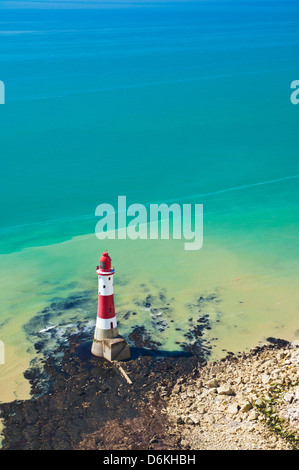 Beachy Head lighthouse beneath Seven Sisters chalk cliffs South Downs national park east sussex england uk gb eu europe Stock Photo