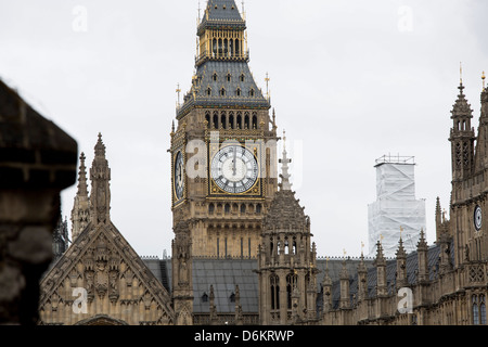 Big Ben Westminster clock midday twelve o'clock midnight Stock Photo